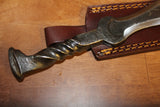 Hand Forged Railroad Wrench Knife with Leather Sheath